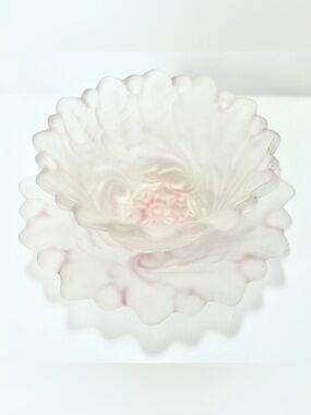 Vintage Frosted Indiana Glass Decorative Bowl Soft Pink